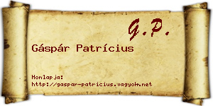 Gáspár Patrícius névjegykártya